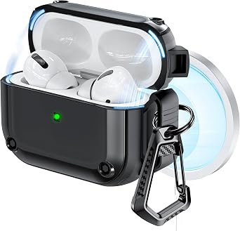 RFUNGUANGO for AirPods Pro Generation Case Cover with Cleaner Kit,Powerful Drop Protection, Magnetic Lid, for AirPod Gen 2 Charging Case 2023/2022/2019,Black