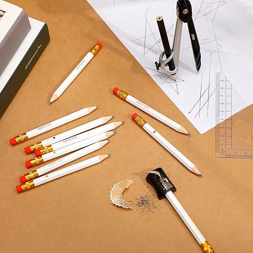 Miniatura 5 de 50 lápices de medio lápiz para baby shower con borradores de 4 pulgadas, cortos de 2 HB, mini lápices de golf afilados para escuela, oficina, juego,