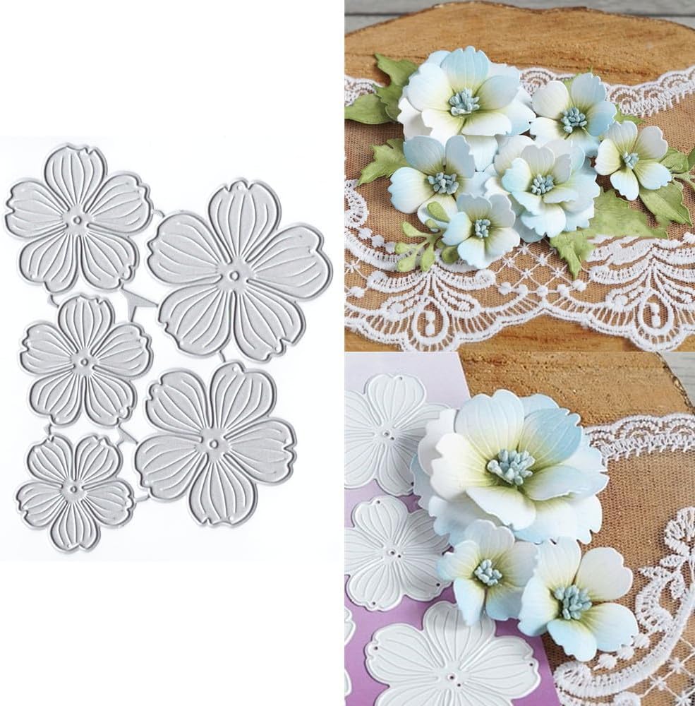 Patchwork Five-Petal Flower Metal Cutting Dies for Card Making, Paper Embossing Die Cuts Kit Templates Supplies, Photo Frame Album DIY Scrapbooking Stencils Sets