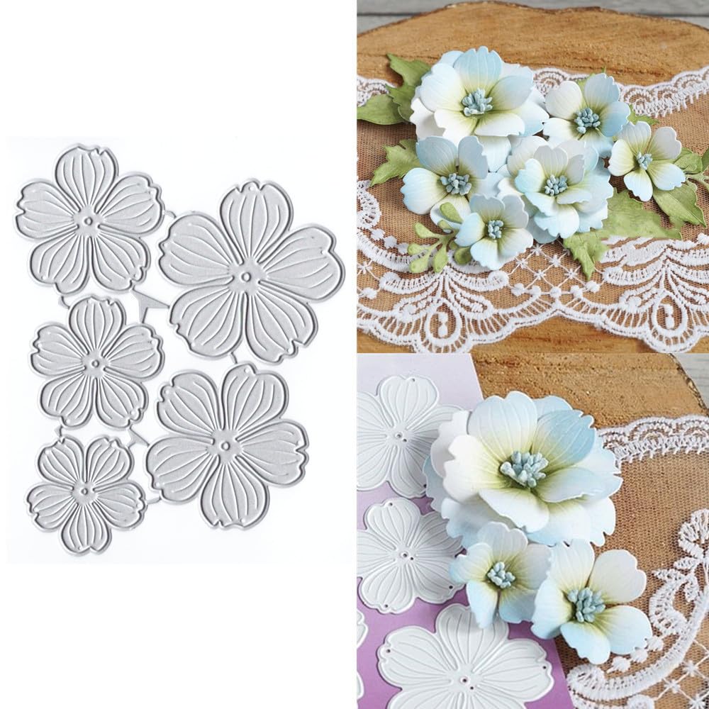Patchwork Five-Petal Flower Metal Cutting Dies for Card Making, Paper Embossing Die Cuts Kit Templates Supplies, Photo Frame Album DIY Scrapbooking Stencils Sets