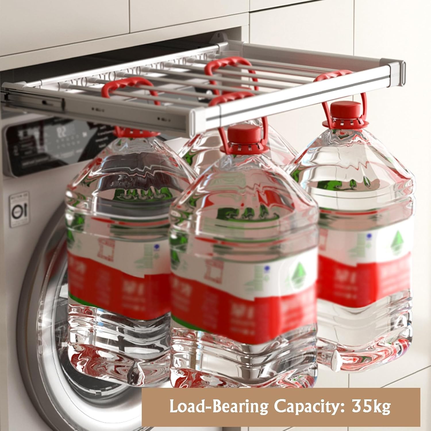 洗濯機用パンツラック（見えないタイプ） - 省スペースな衣類乾燥ソリューション。450～600mmの洗濯機に対応。ランドリールームに