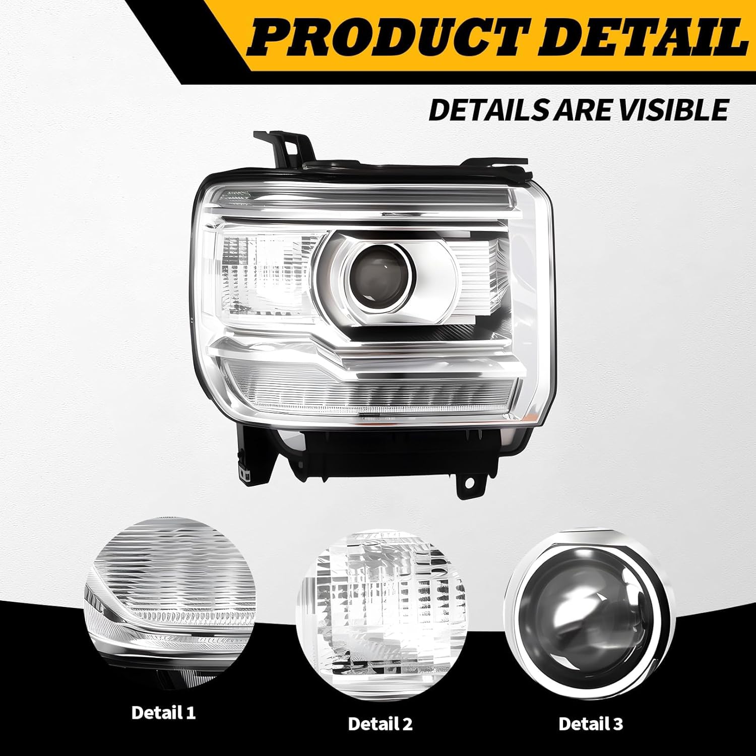 Driver Passenger Side Halogen Headlight Assembly Compatible with Sierra 1500/ 2500HD/ 3500HD 2014-2019 w/DRL Left and Right Headlamp w/Bulb GM2502390 GM2503390