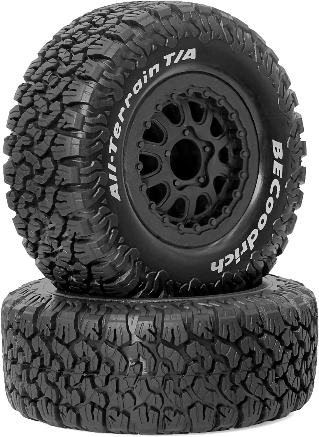 REDSPIDER 1/10 RC Short Course Truck Tires 4.45'' OD and Wheels 12mm Hex for Slash 4X4 2WD Rc4wd Axia ARRMA Mojave 4s SENTON 3S Losi (Black)