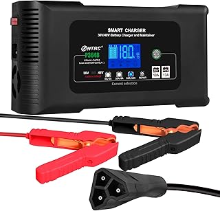HTRC 36V and 48V Golf cart Charger 18-Amp Smart Charger, Car Battery Charger,Trickle Charger,36V18Amp/48V13Amp ,Lithium,LiFePO4,Lead-Acid AGM/Gel/SLA.. Battery Charger, for EZGO RXV & TXT,Car, Boat..