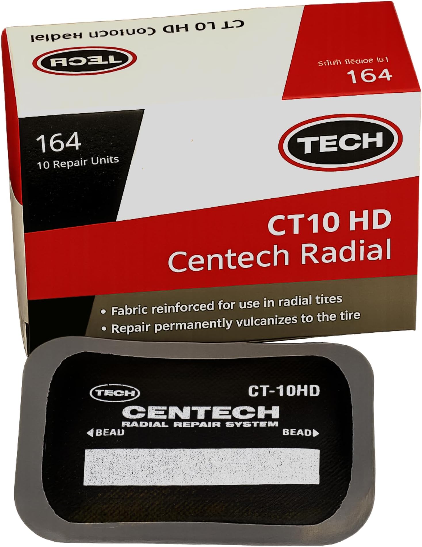 CT-10HD Centech Radial Tire Repair Patch | Heavy-Duty Fabric Reinforced | Size 2-1/2" x 3-1/4" (65mm x 80mm), Box of 10