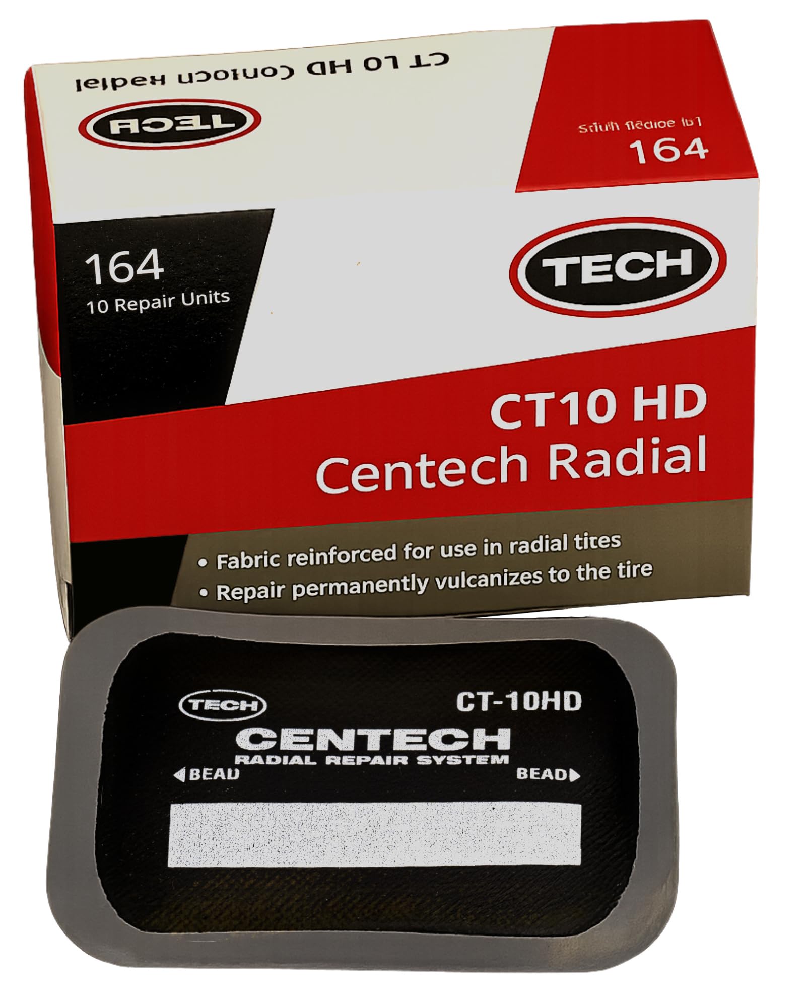 CT-10HD Centech Radial Tire Repair Patch | Heavy-Duty Fabric Reinforced | Size 2-1/2" x 3-1/4" (65mm x 80mm), Box of 10