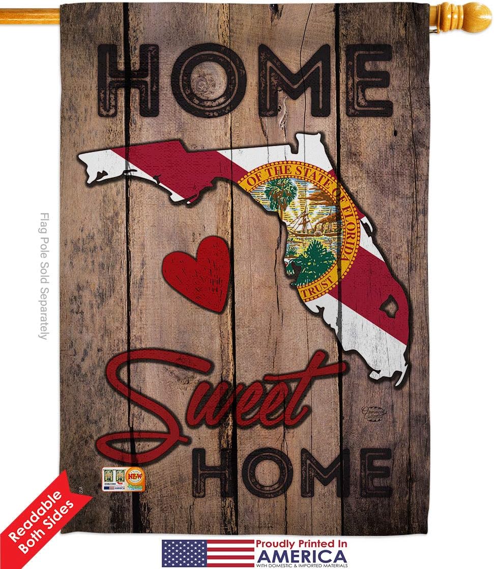 State Florida Home Sweet Garden House Flags Set Americana States USA American Territories Republic Country Particular Area Small Decorative Gift Yard Banner Double-Sided Made In 28 X 40