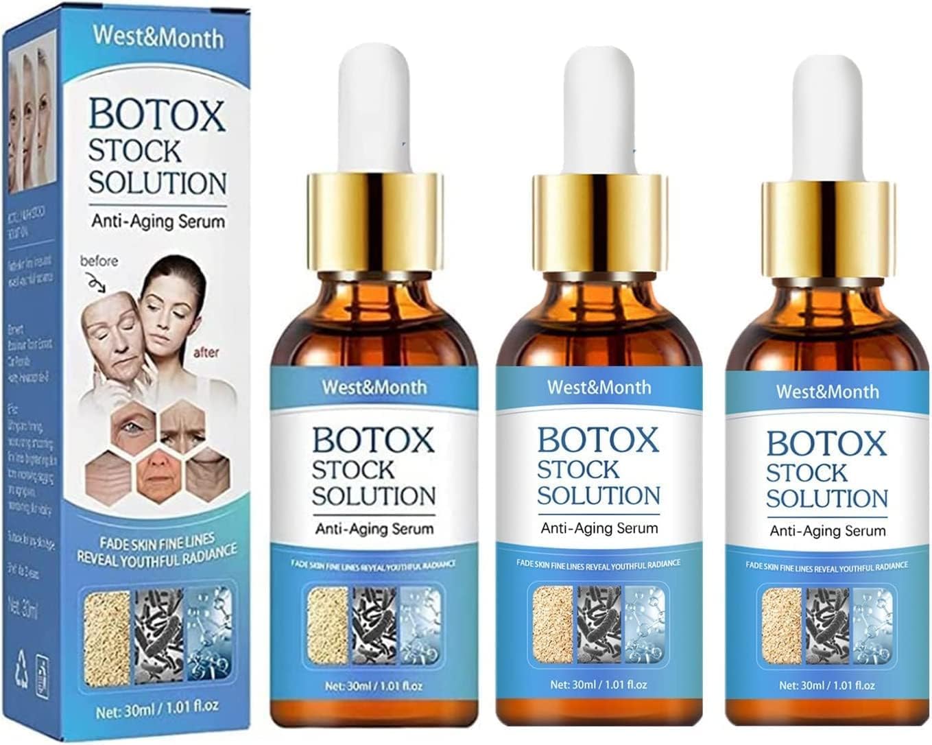 Knowledee Face Serum, Knowledge Botox Face Serum, Noticeablem Botox Face Serum, Botox Stock Solution, Botox In A Bottle Instant Face Tightening, Youthfully Botox Face Serum (3pcs)