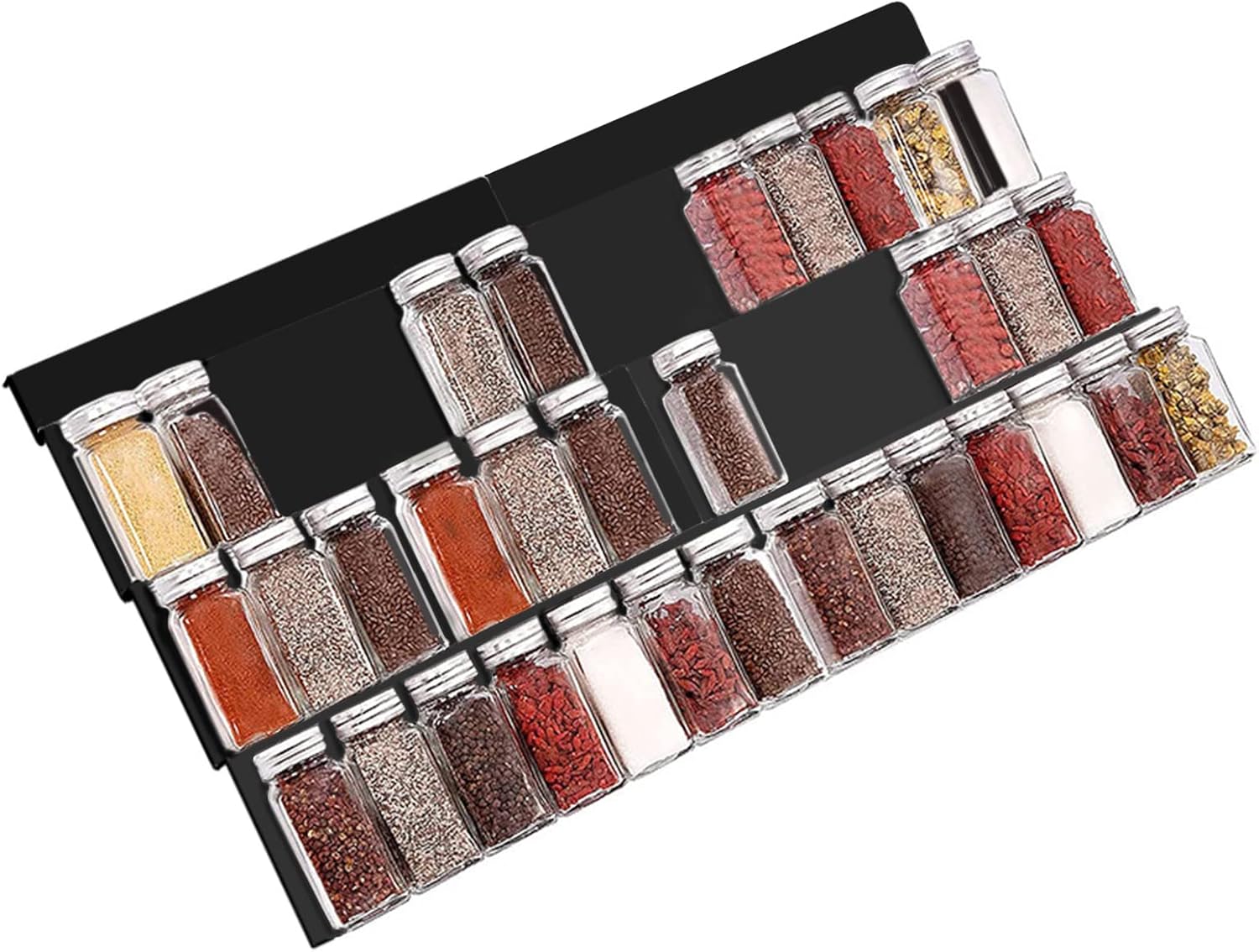 LIOUCBD Black Spice Drawer Organizer, Adjustable 4 Tier