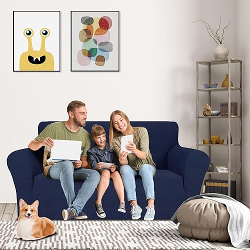 Miniatura 42 de MAXIJIN Funda súper elástica para sofá de 3 cojines, funda universal de 1 pieza para sofá de sala de estar, protector de muebles de elastano, apto
