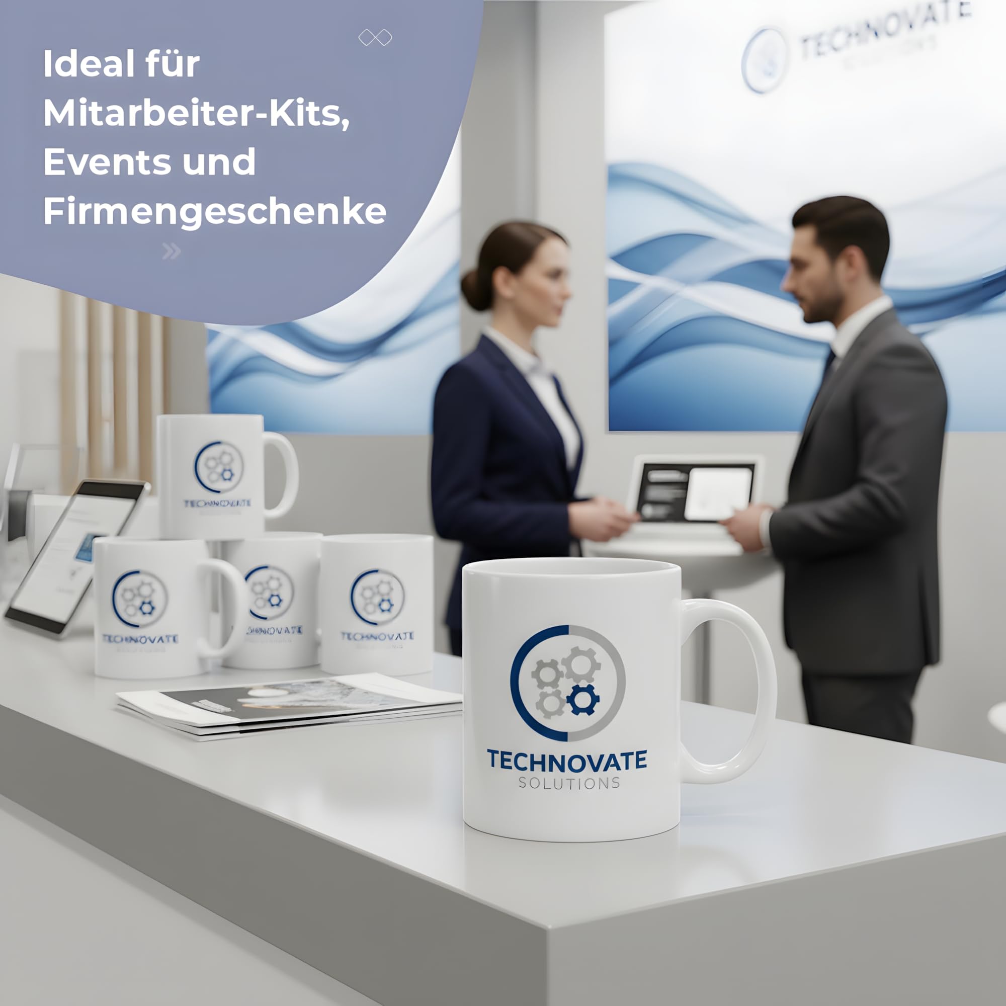 Cimpress Personalisierte Firmen-Tassen, 325 ml, weiß, 25 Stück, mit eigenem Logo gestalten, Geschenke zum Firmenjubiläum & Kollegen, Personalisierte Tasse für Büros & Merchandise