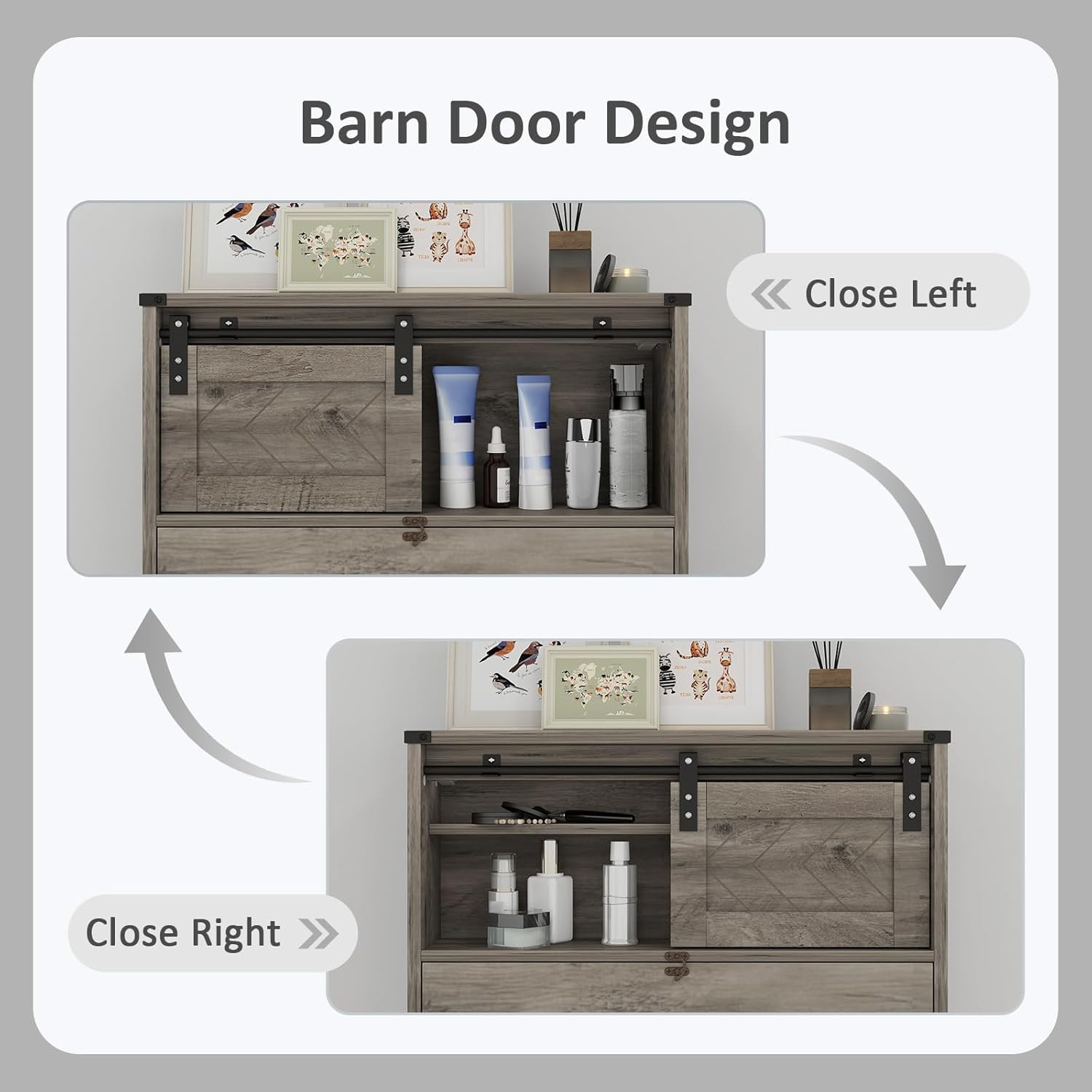 ARTETHYS Floating Vanity Desk with Mirror and Lights Small Wall Mounted Makeup Set with Storage Gray Farmhouse Dressing Table for Tiny Space