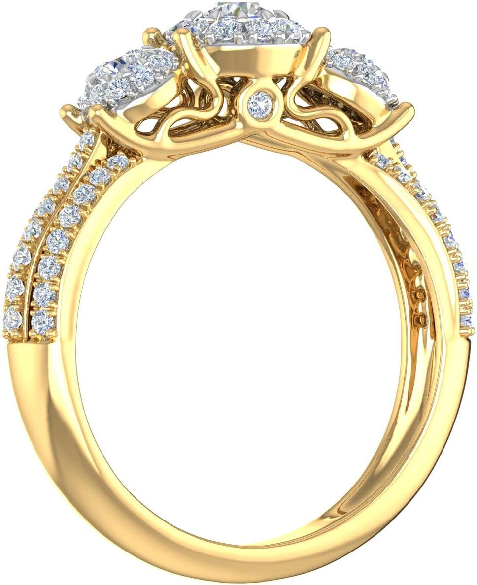 3/4 Carat 3-Stone Diamond Engagement Ring in 14K Solid Gold - IGI Certified