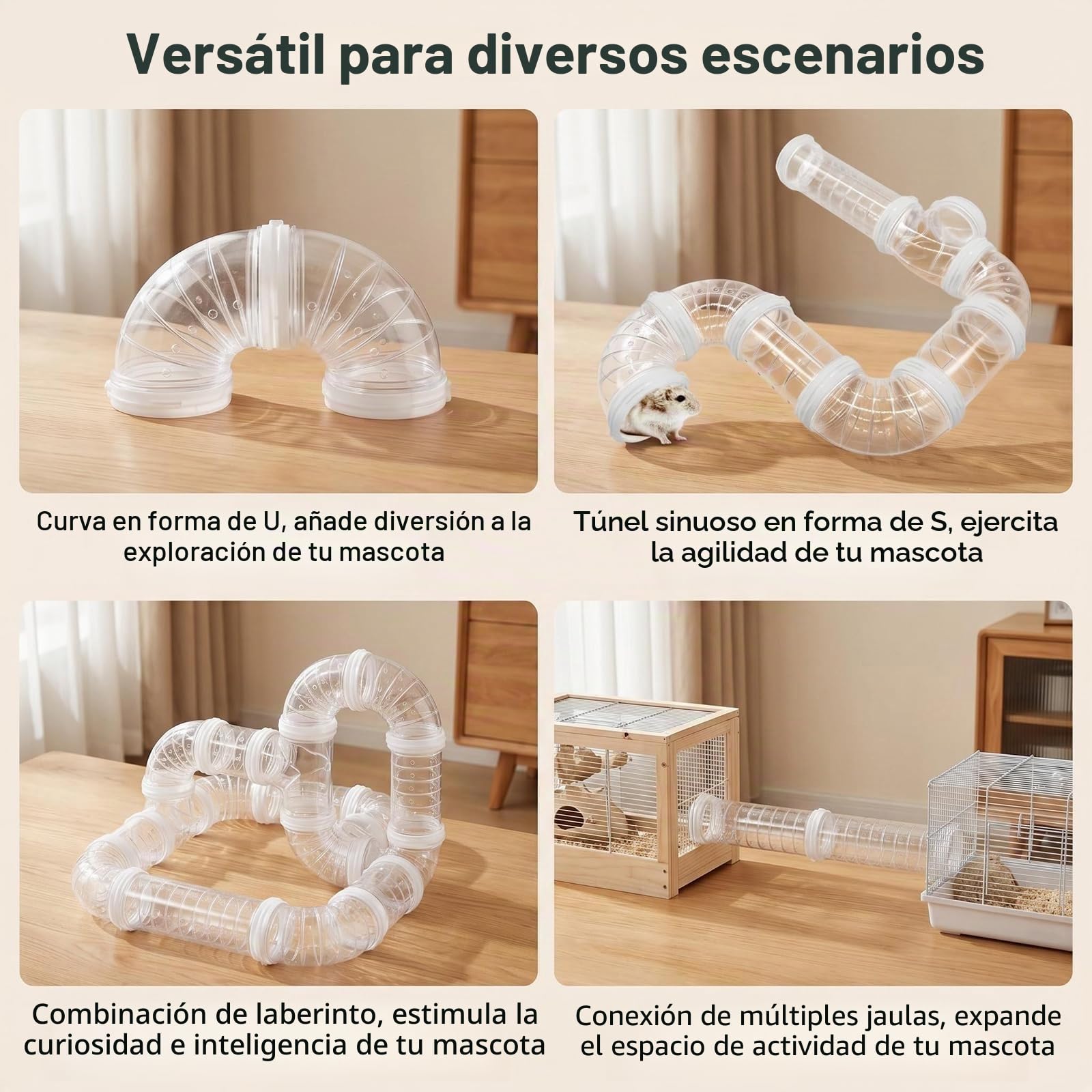Tubos de Túnel de Juego para Hámster, Pista Transparente Surtida y Accesorios para Expandir el Espacio