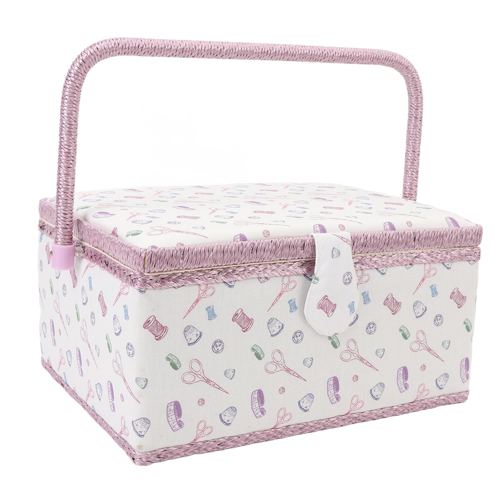 Cesta de Costura para Caja de Almacenamiento de Tela, Organizador de Gran Capacidad con asa portátil, Compartimentos Transparentes para Agujas, Tijeras, Hilos, Accesorio