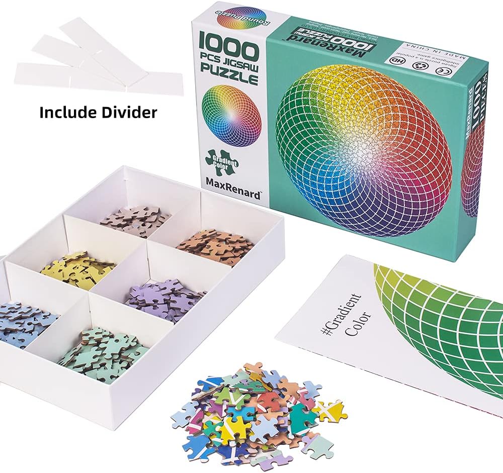 MaxRenard Game 1000 Pieces Jigsaw Puzzle Round Puzzle Toy Gradient Color
