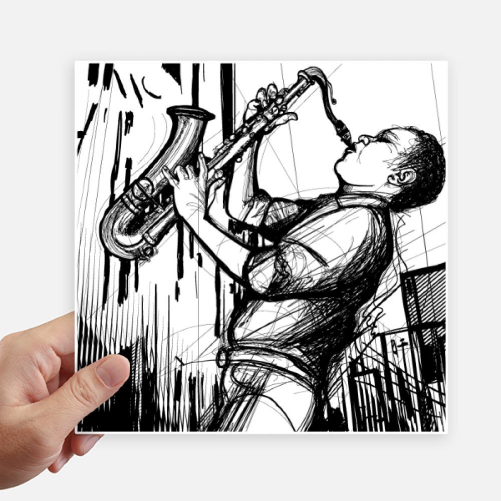 Autocollant carré musique jazz street culture 20cm sticker déco pc portable moto mur