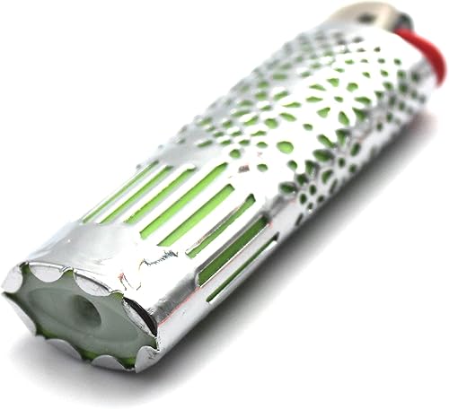 Miniatura 10 de Funda de metal para encendedor BIC J6 (diseño hueco para encendedor BIC de tamaño completo (floral negro hueco) Floral Hollow-negro,Floral