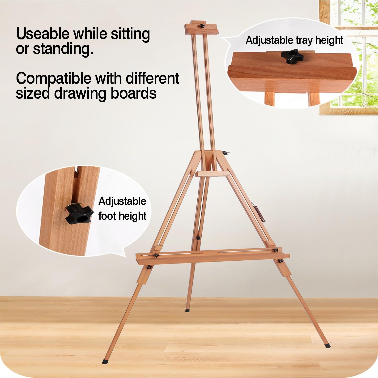 Caballete de arte for pintura y letreros, caballetes trípode, lienzo portátil soporte for carteles con bolsa transporte for principiantes uso en el aula