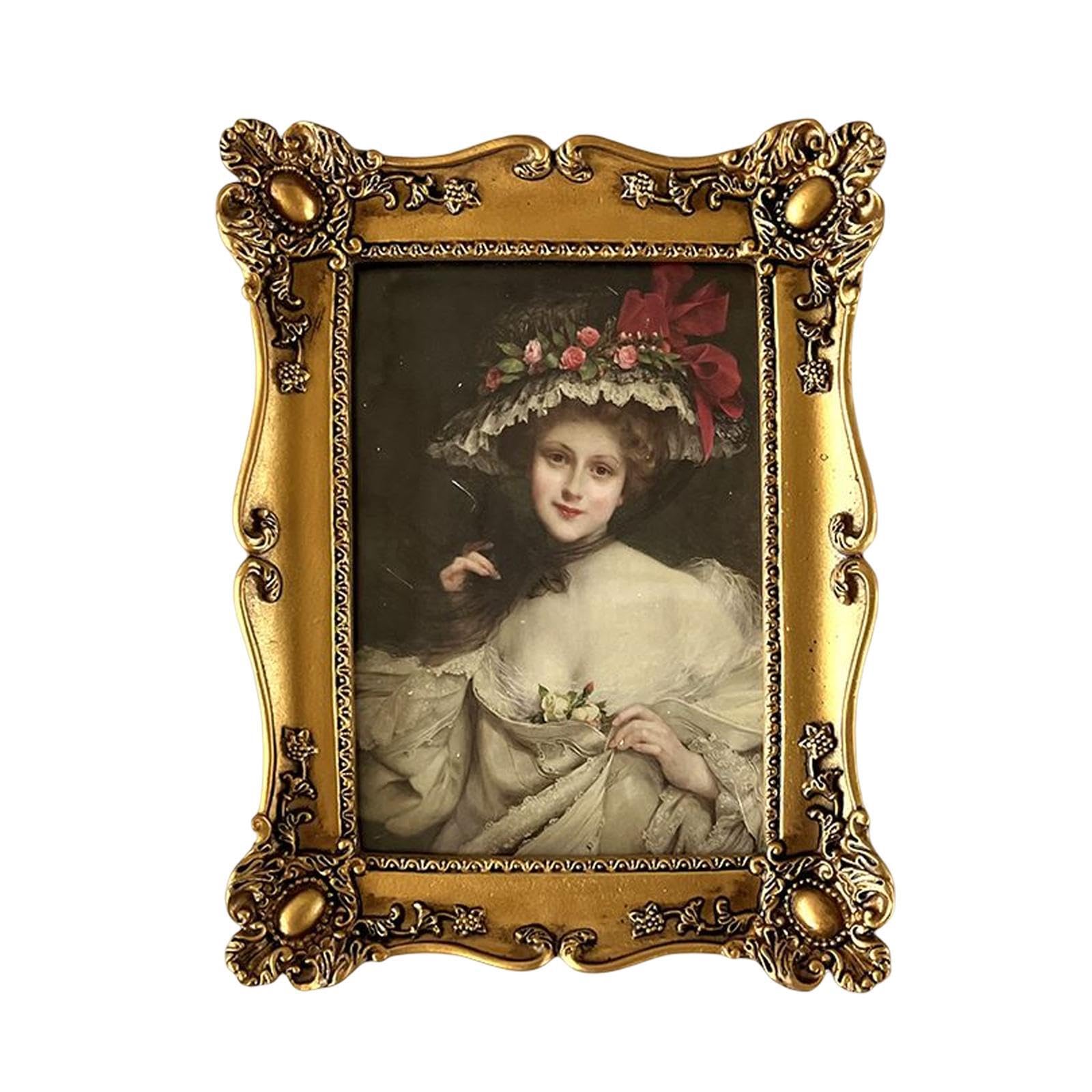 Cadre photo rétro d'art en résine moulée et dorure à l'ancienne pour intérieur élégant