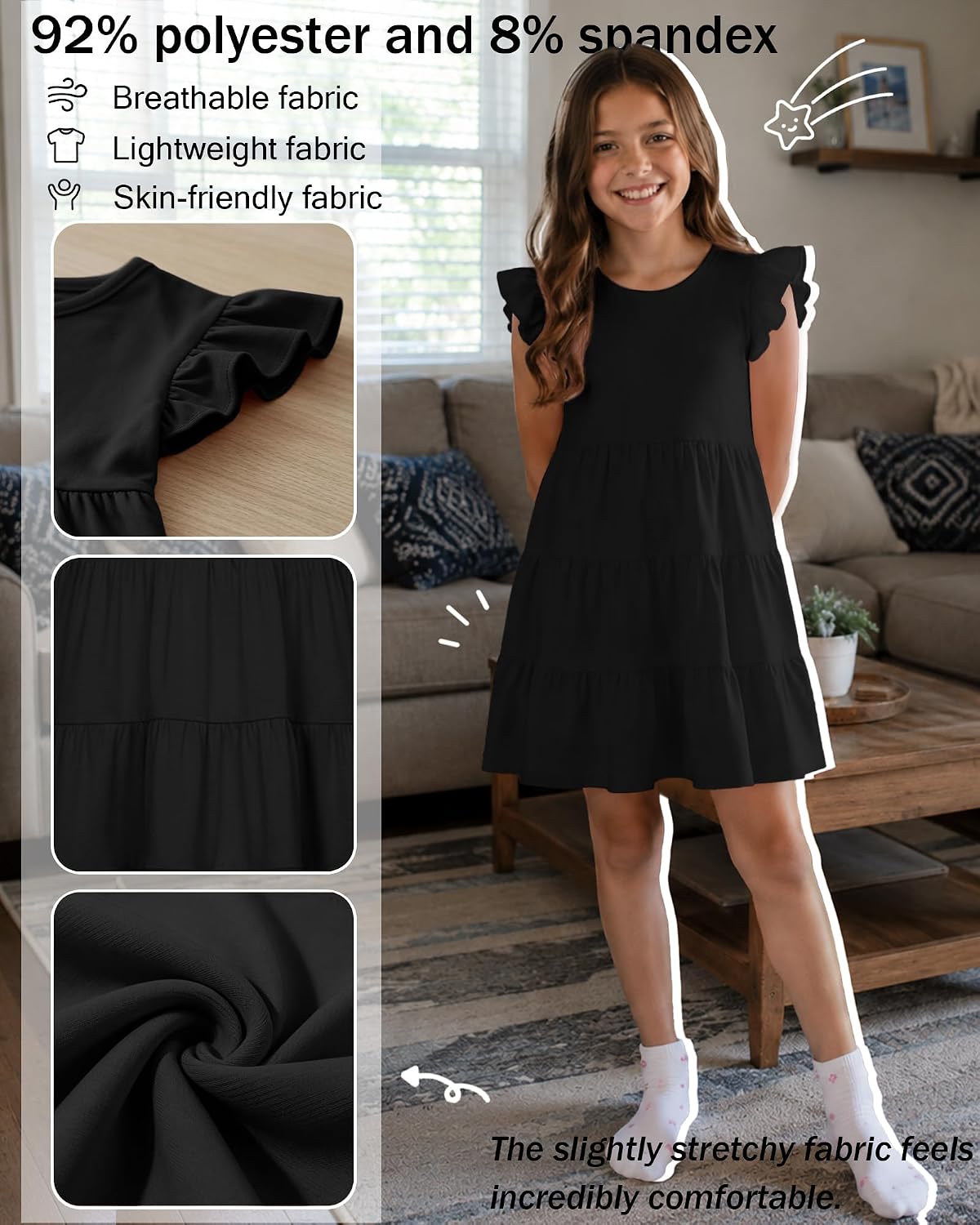 Girls Ruffle Sleeve Dress