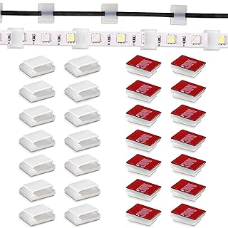 LED Light Strip Cable Clips - 100 Pcs Adhesive Wall Mounting Brackets and Wire Holders for 8mm, 10mm, 12mm LED Strips, Holiday Lights and Decor – Easy to Install Organizer Clamps and Hooks for Home