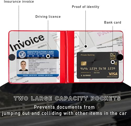 Miniatura 3 de Ziciner 2 soportes para registro y seguro de automóvil, organizador de guanteras de 5.2 x 4.7 pulgadas con cierre, soporte esencial para documentos
