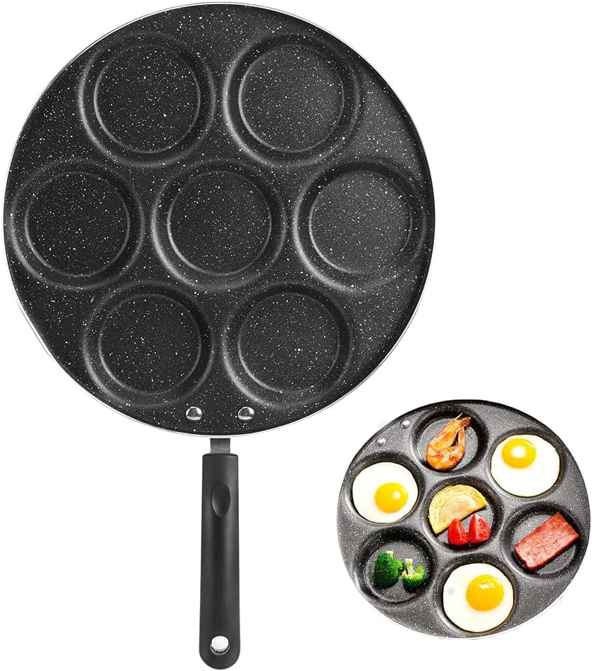 7 Holes Frying Pan Pancake Pan Nonstick Egg Pan Omelet Pan Skillet Cooking Pan Burger Mold Household Kitchen Cookware