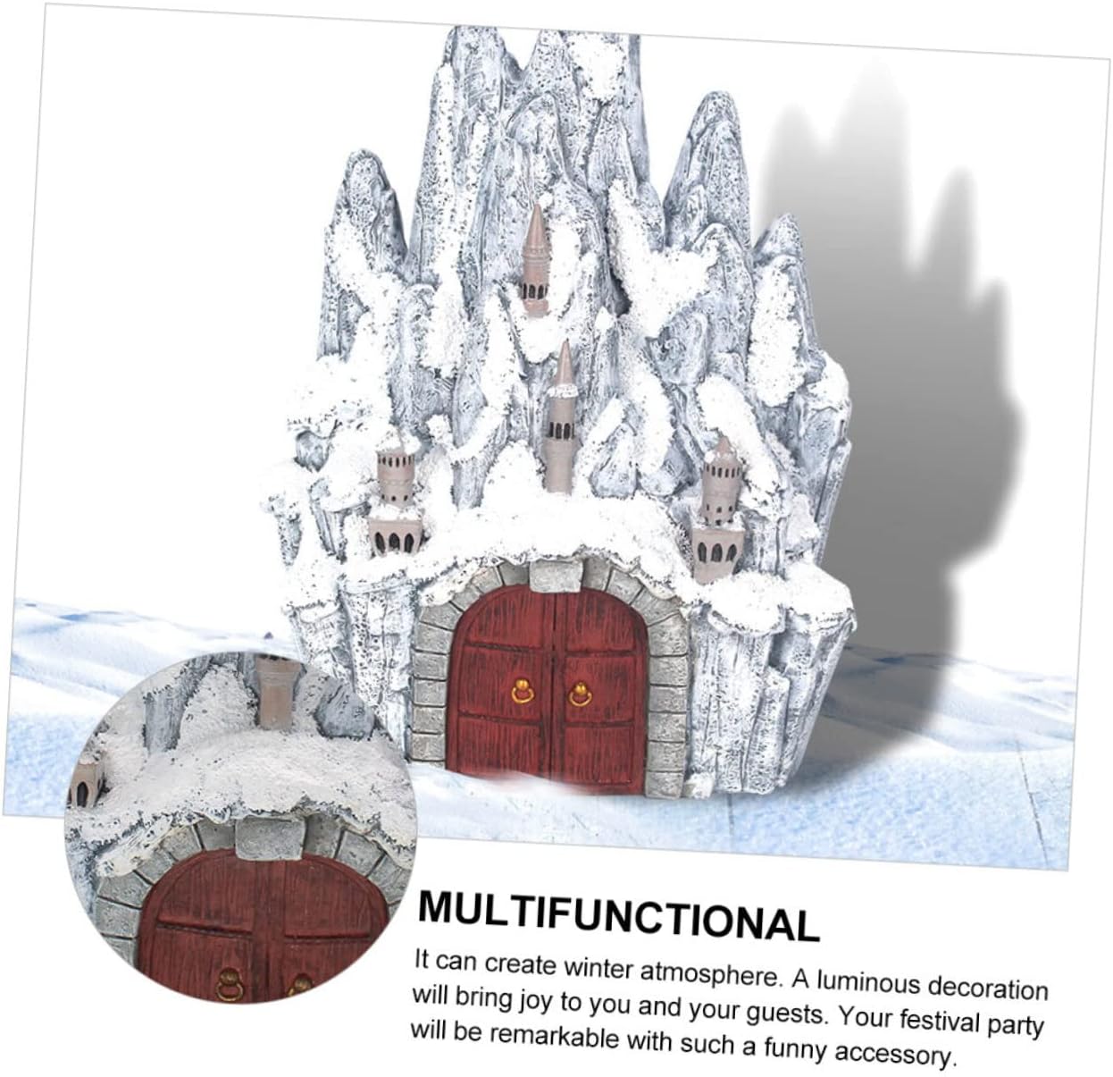 PRETYZOOM Resin Castle Adornment Emulational ICY Decorative Snowy Ornament for Home Decor for Holiday Season Eco- for Various Spaces