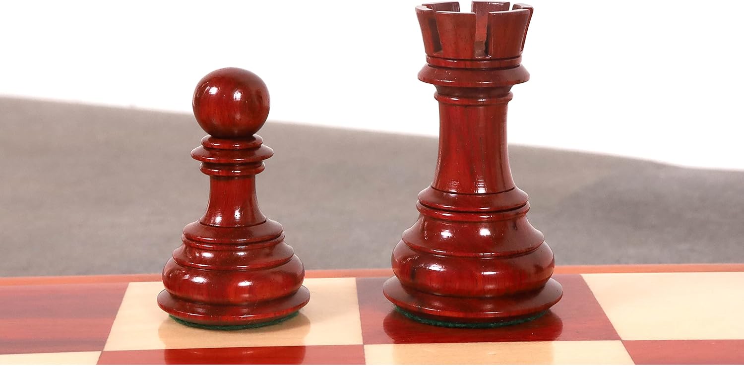 RoyalChessMall -4.6" Rare Columbian Triple Weighted Luxury Chess Pieces Only Set -Bud Rose Wood