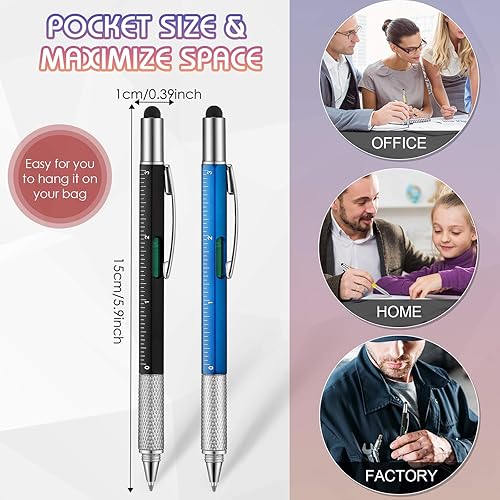 Miniatura 2 de 30 bolígrafos de herramientas 6 en 1 multiherramienta con regla, medidor de nivel, bolígrafo, lápiz capacitivo, destornillador y destornillador