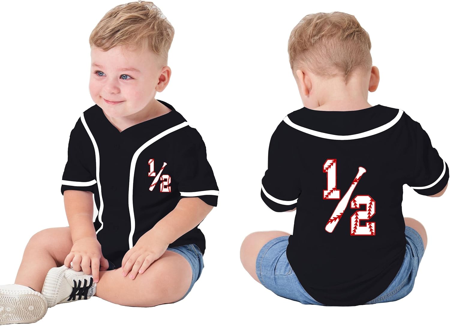 Yuji Itadori Baby Boy 1/2 Birthday Baseball Shirts 6 Months Birthday T Shirt Photoshoot Outfit Tees - Image 4