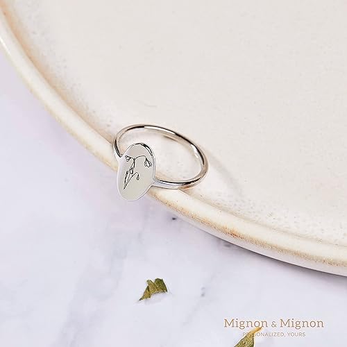 Miniatura 2 de Birth Month Flower Personalized Engraved Ring Best Gift For Her Custom Jewelry Best Friends Mothers Day Gift Gold Ring - OR-FL