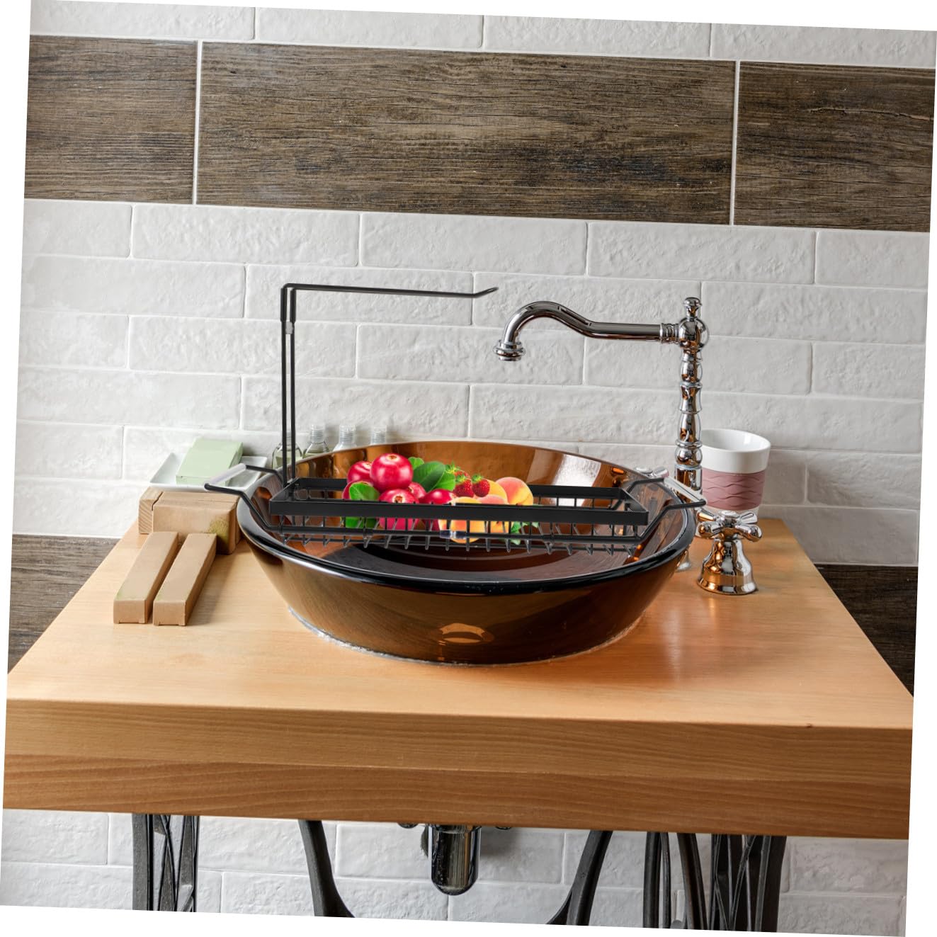 Estante Escurridor de Fregadero de Cocina Extensible 425-54 CM Soporte Inoxidable para Paños y Jabón Cesta Organizadora para Frutas y Verduras 1 Pieza Uso Fregadero