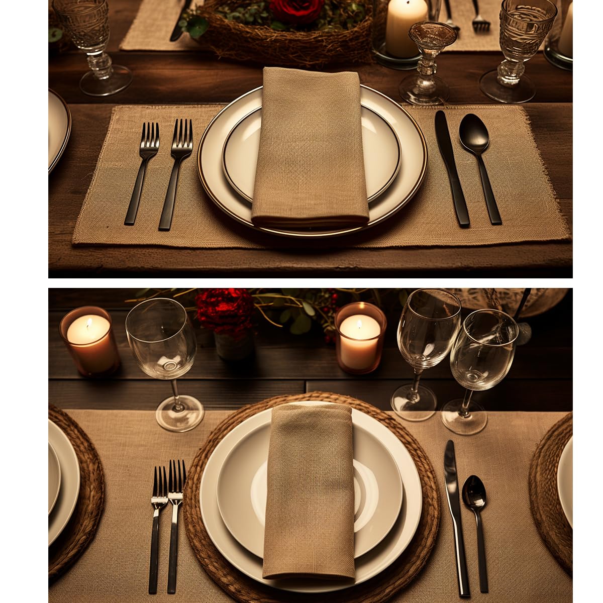 Chemin De Table En Toile De Jute 30cm X 10m - Déco Vintage Mariage, Rustique, Naturel Marron