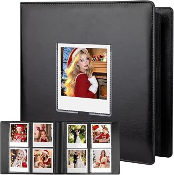 Veicevol 256 Pockets Photo Album for Polaroid & Fujifilm Wide Film, Black | PU Leather Cover, Front Display Window, Fits Fujifilm Instax Wide 300 Camera & POP Lab Instant Print Camera, for Wedding