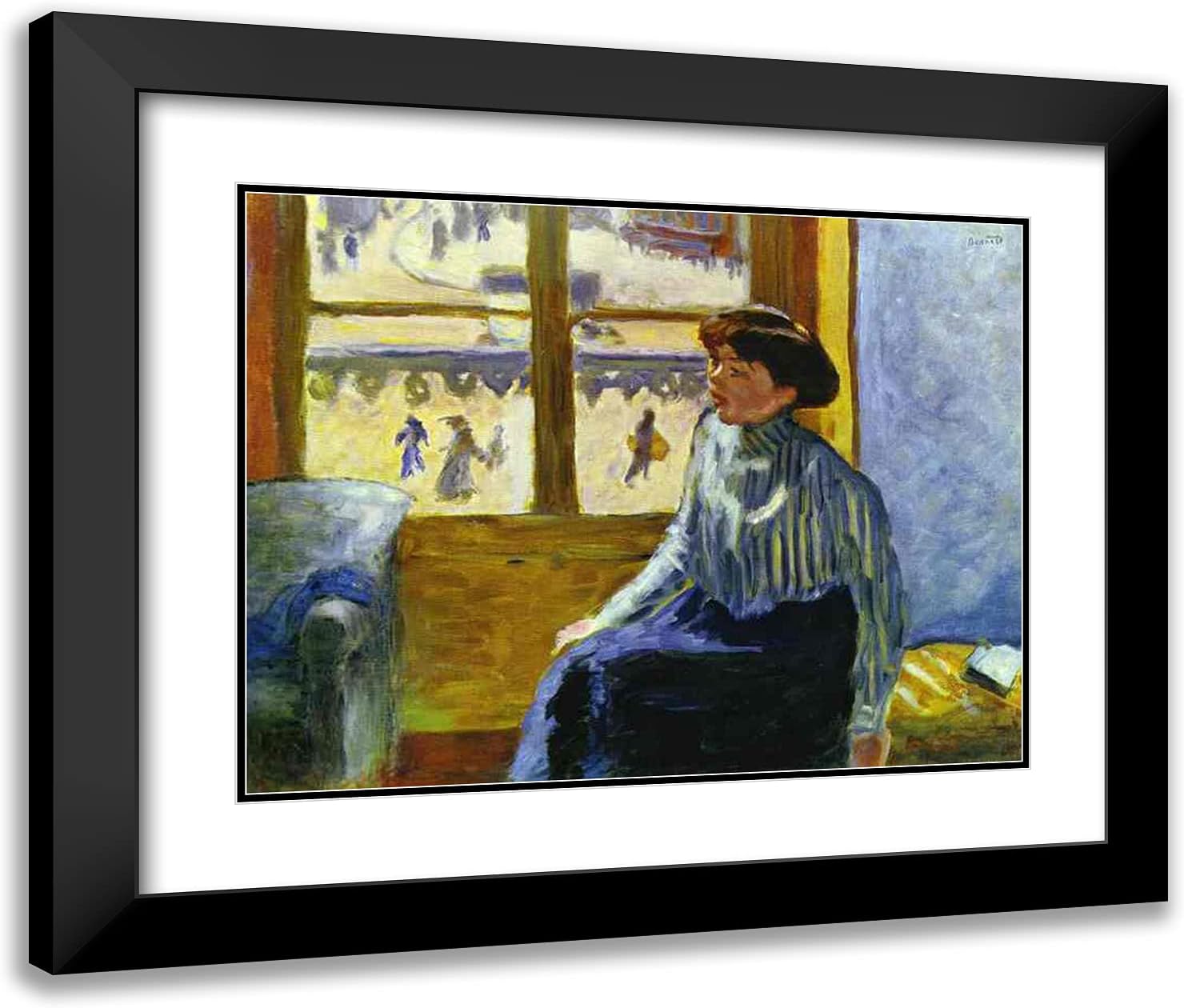 ArtDirect Bonnard, Pierre 24x20 Black Modern Framed Art Print Titled: Young Woman Before the Window