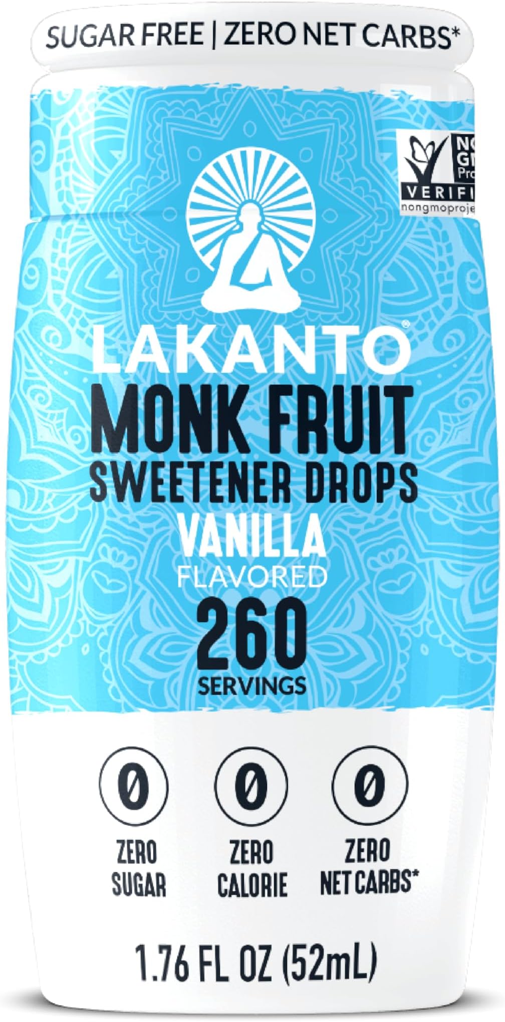 Liquid Monk Fruit Extract Drops, Sugar Free Sweetener for Coffee, Tea, Smoothies, Oatmeal, Cereal, Yogurt, Cocktails, Zero Calorie, Zero Sugar, Sugar Substitute, Keto - Vanilla, 1.76 fl oz (Pack of 1)
