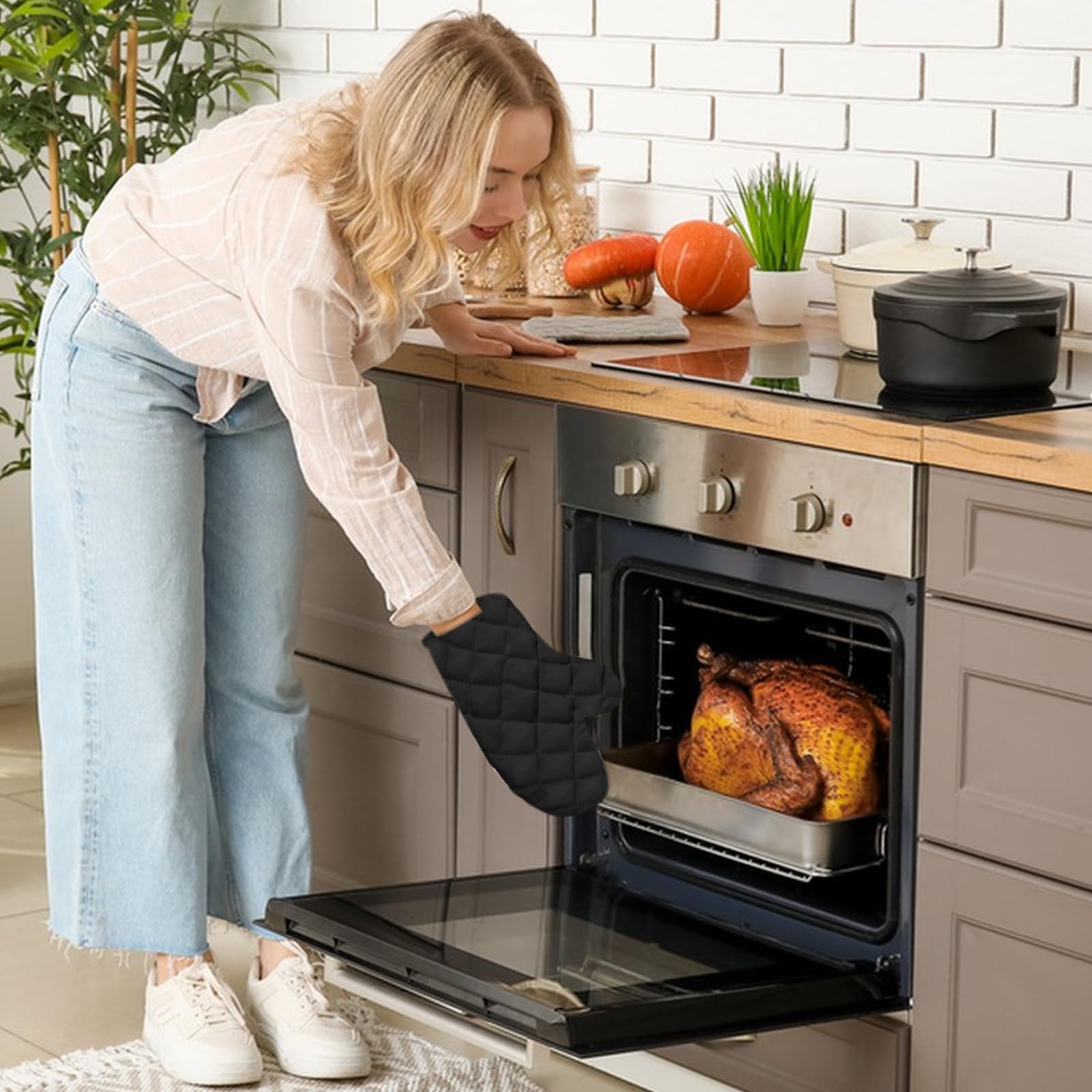 Ofenhandschuhe Topflappen 1 Paar - Hitzebeständig Bis 270°C, Rutschfest & Praktisch