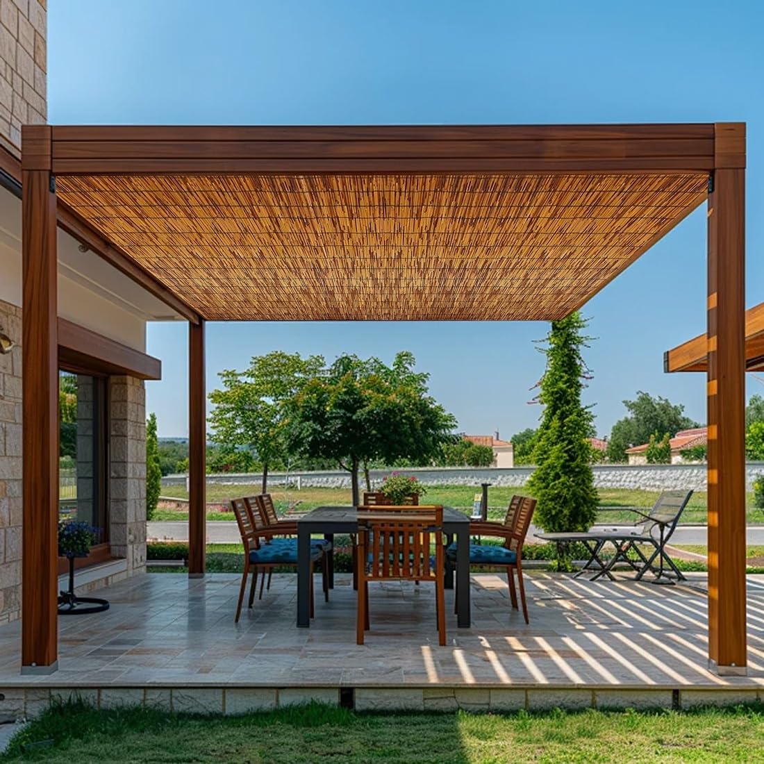 Valla Natural Cañizo for Jardín, Rollos de Cerca de Caña for Pantalla Privacidad, Decorativas Valla de Caña for Patio al Aire Libre, Fácil Instalación(Marrón,H100cmxL800cm)