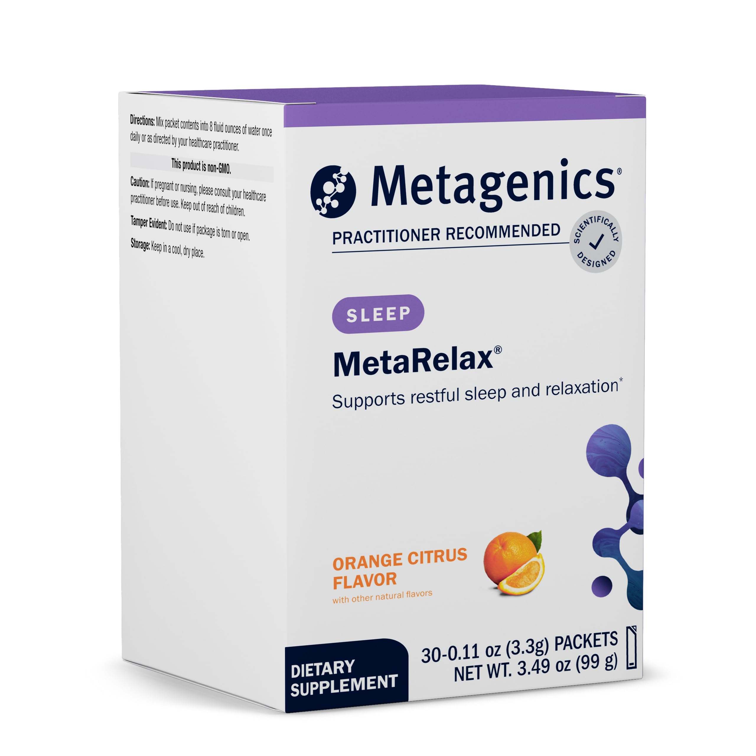 Metagenics MetaRelax Magnesium Glycinate Powder 150 mg, Orange, 30 Servings