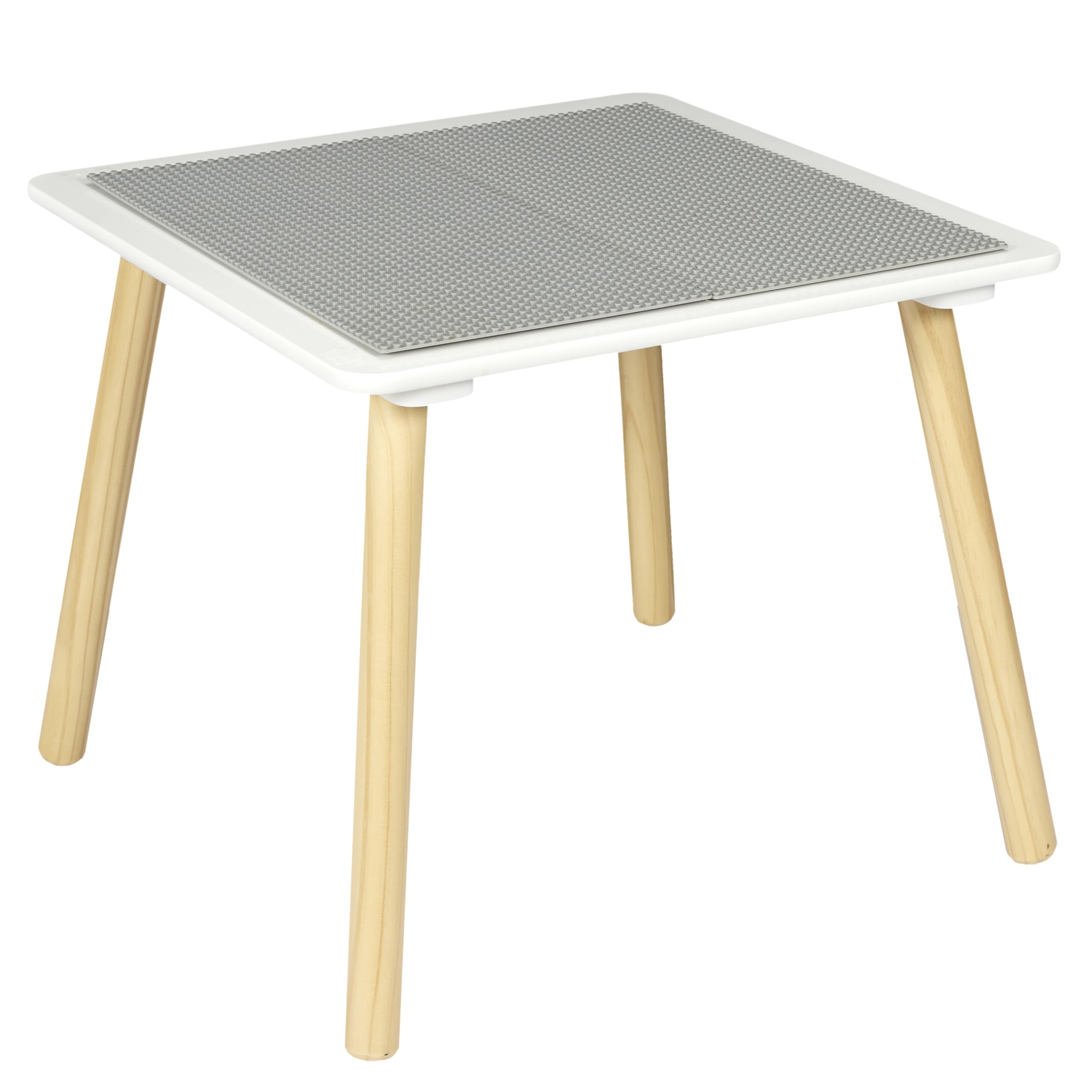 HOME DECO KIDS - HD7126 Table d'Activité pour Enfants - Mobilier de Décoration - Chambre - Matériaux Naturels - 52 x 52 x 44 cm - Blanc/Gris Clair/Bois