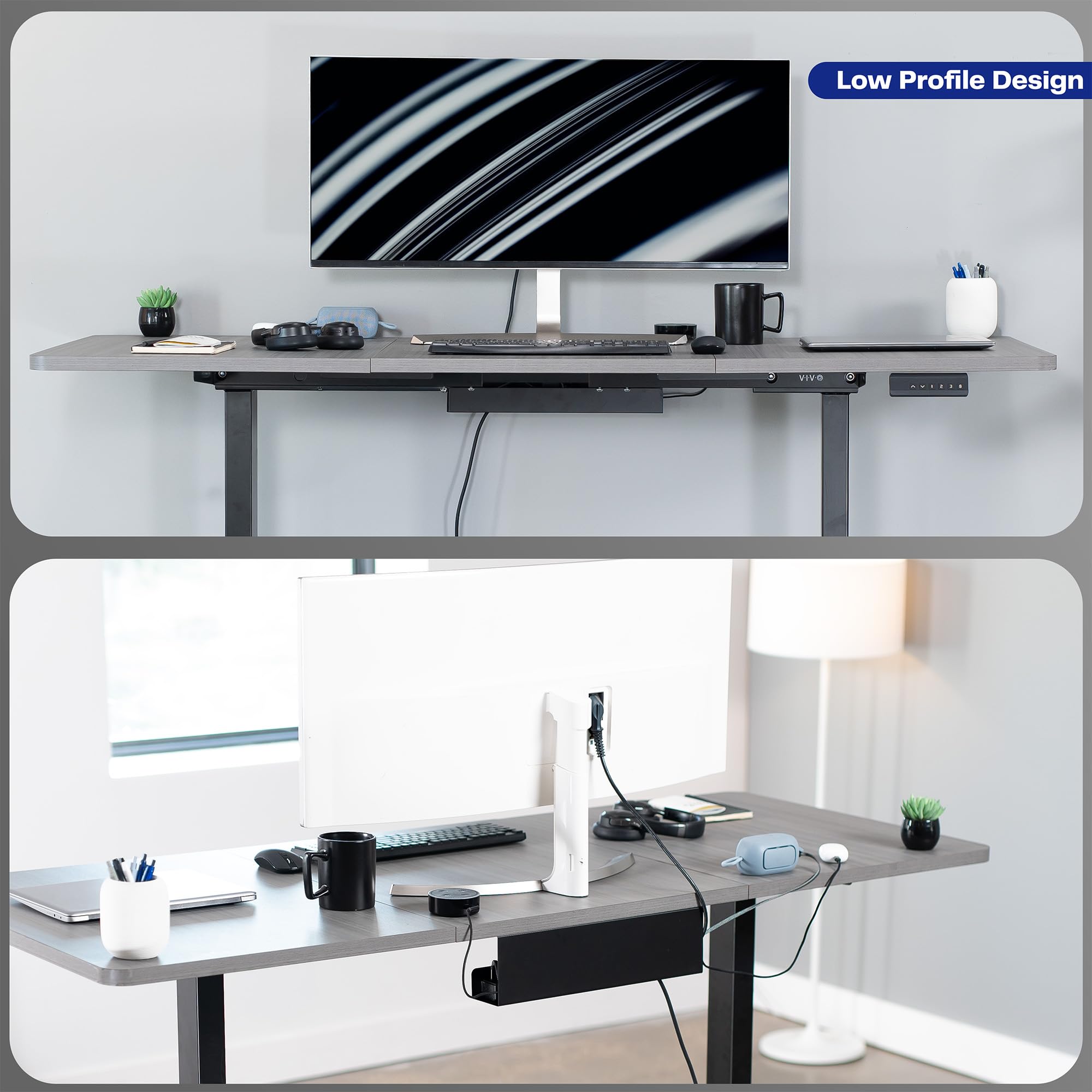 VIVO DESK-AC06-1C Vassoio per la Gestione dei Cavi sotto la Scrivania, Supporto per Ciabatte, Organizer per Cavi, per Ufficio e Casa, Nero, 42 cm | Supporto per ciabatta a basso profilo, organizer per cavi, in acciaio, per ufficio e casa, contiene 5 kg