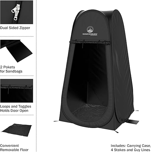 Miniatura 3 de Wakeman Pop Up Changing Tent, 3.3 x 3.3 x 6.2ft, Camping Shower Tent for Portable Toilet Stall or Dressing Room with Carry Bag for Camping, Beach
