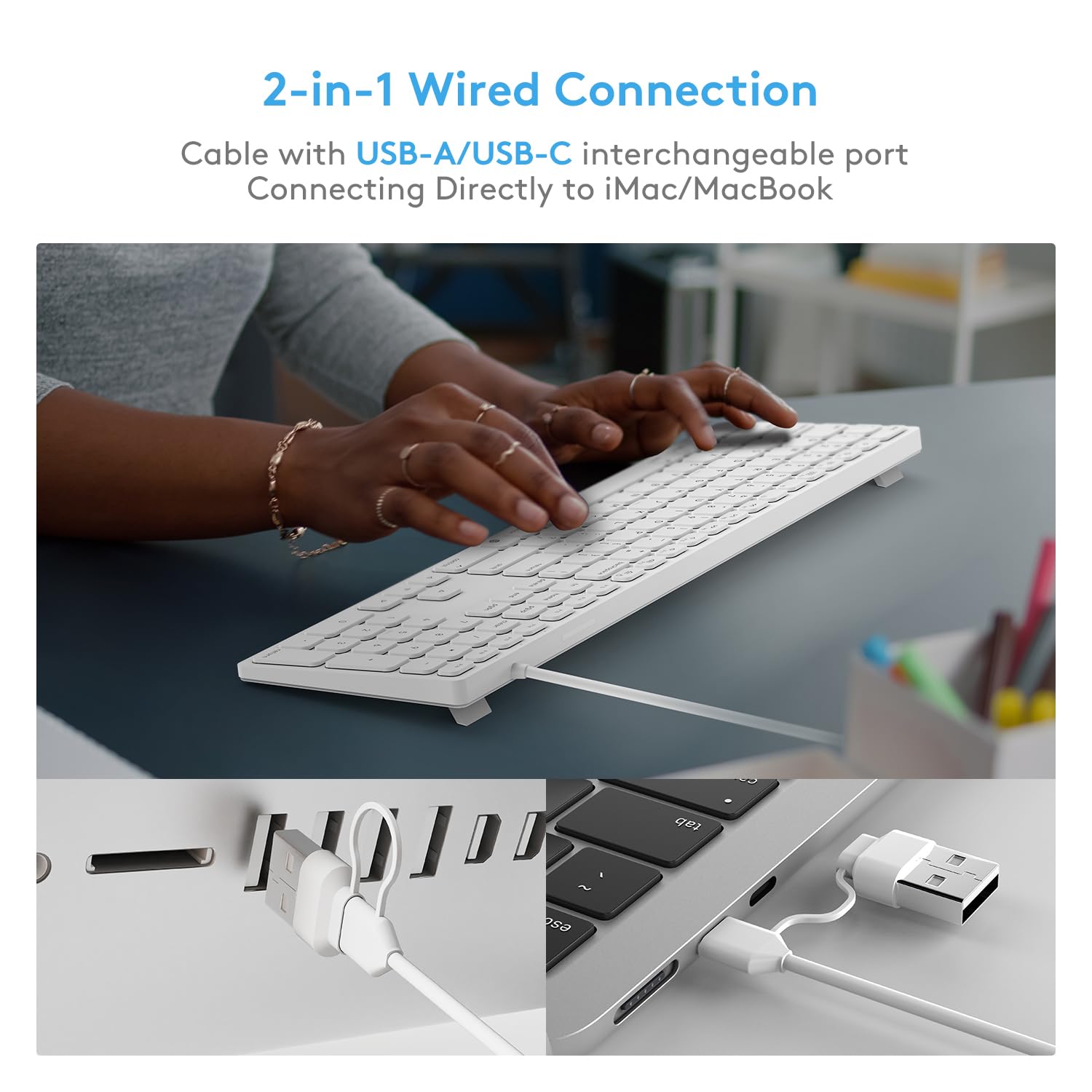 Amazon.com: Wired macOS Keyboard with USB-A/USB-C 2-in-1 Cable