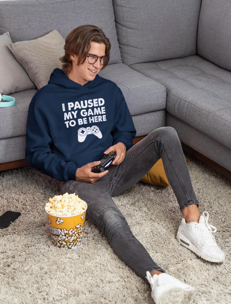 Tstars Funny Gaming Hoodie for Men - I Paused My Game to Be Here Gamer Gifts Teen Boys & Fans of Video Games