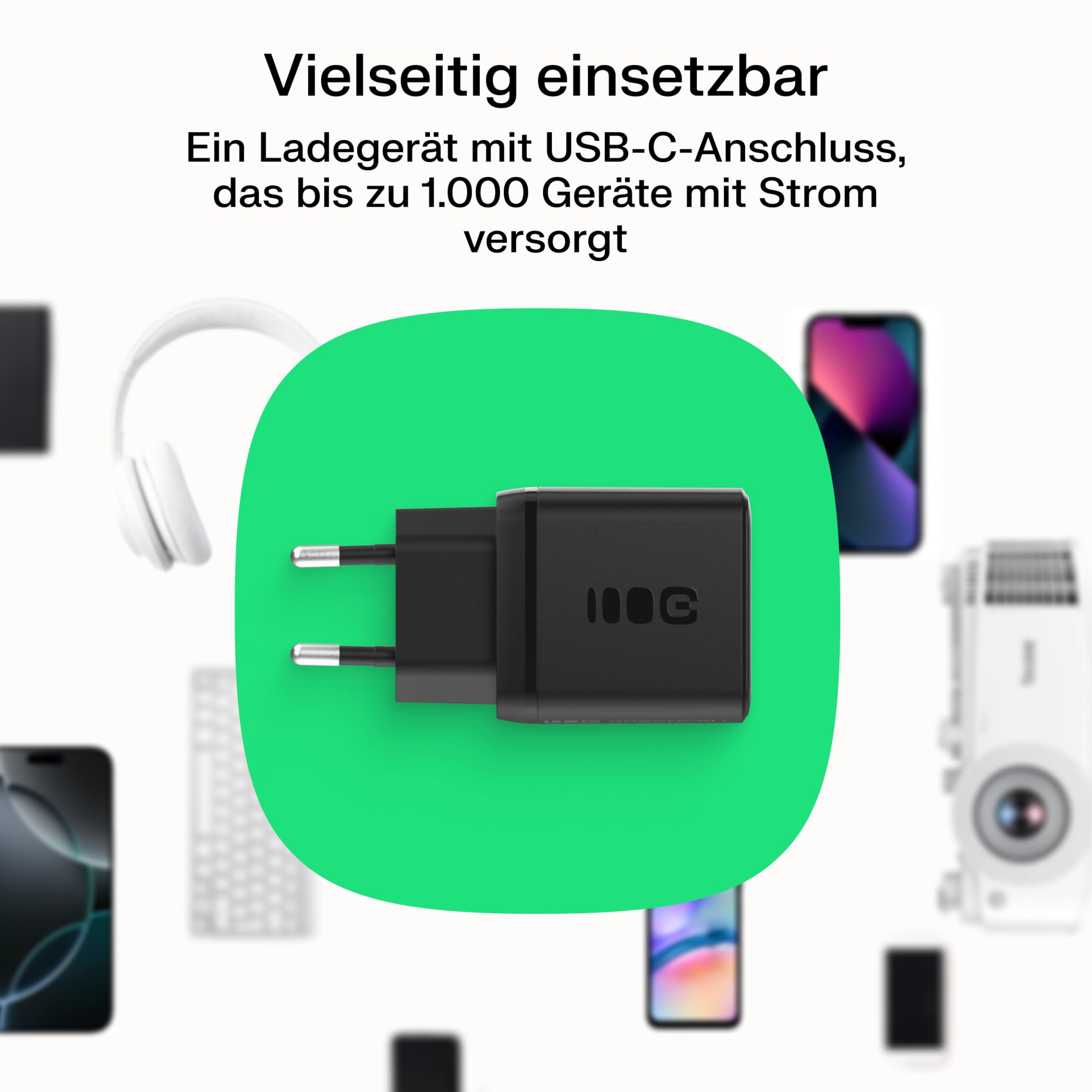 Greencell PowerSource Solo30 czarna ładowarka 30 W USB-C Power Delivery kompaktowa ładowarka z USB-C do iPhone 16, iPad Pro kompatybilna z iPhone 16/15/15 Plus/iPhone iPad