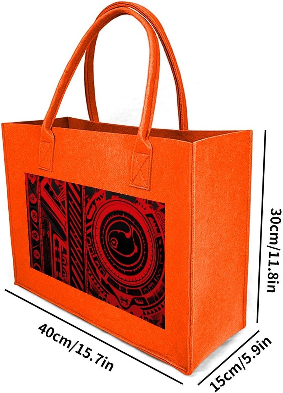 Black And Red Tote Bag for Unisex, Large Felt Shopping Bag with Handles, Handbag, Reusable Gift Bag