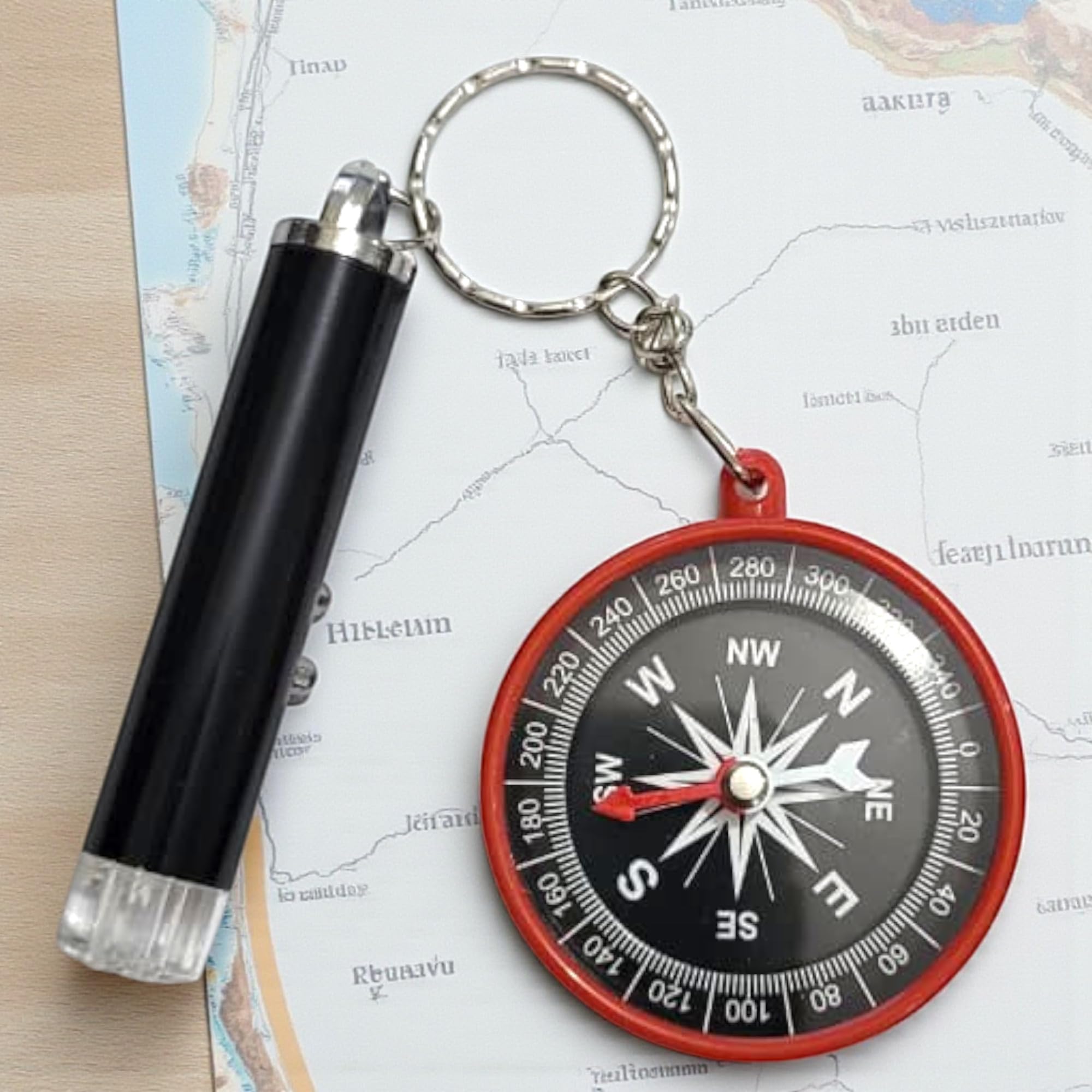 Laser Light & Compass with Magnetic Pointer, 2000m Range, Adjustable Mode Handheld Pen for Camping, Hiking, Party-image-1