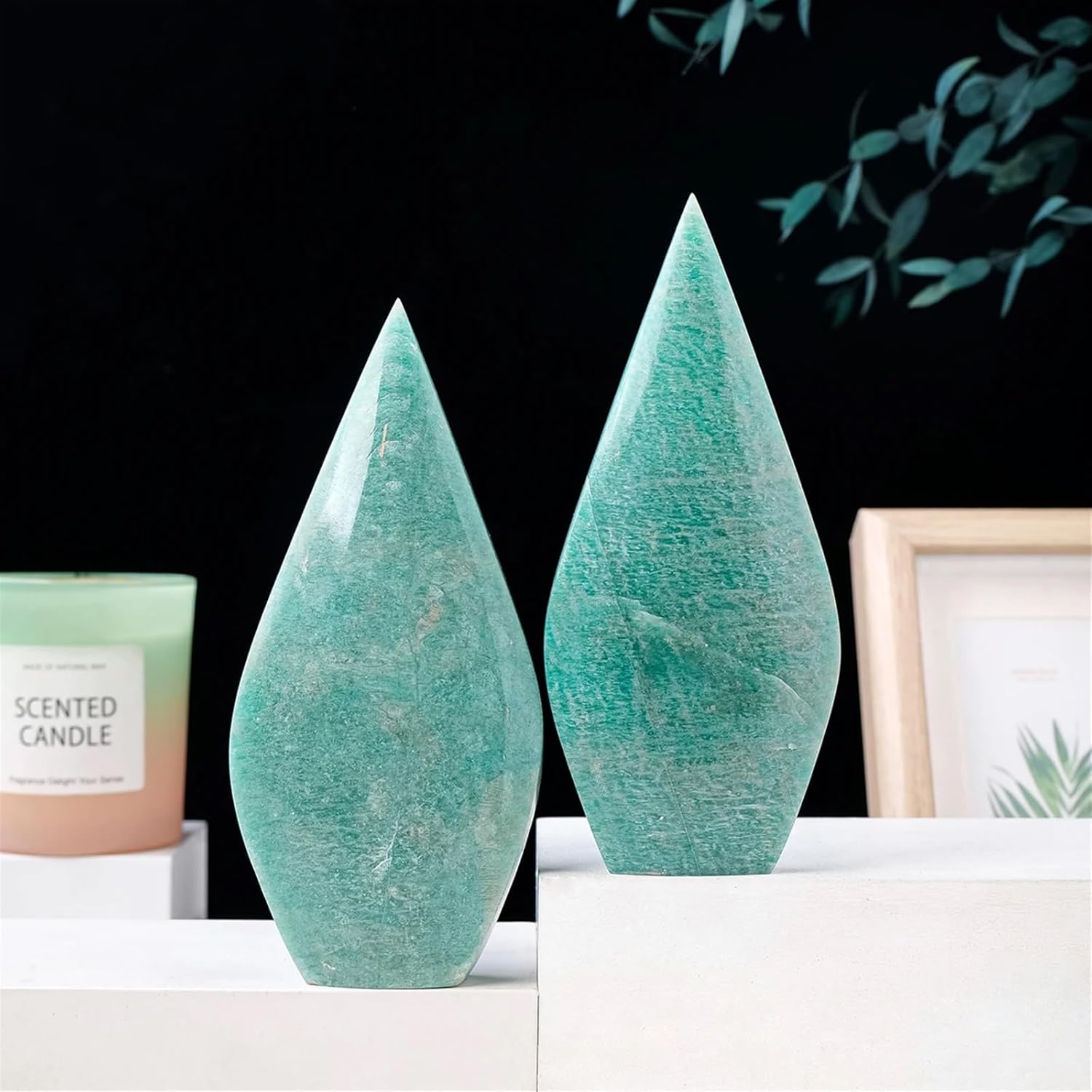 1PC Crystal Hand-Carved Flame Shaped Stone Figurines Collection Home Decor (Size : 200-300g)